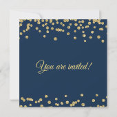 Brautparty Gold Imitats Glitzer Confetti Navy Blau Einladung (Rückseite)