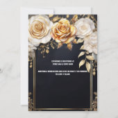 Brautparty Gold Schwarze Rose Blume Blumenchic Einladung (Rückseite)