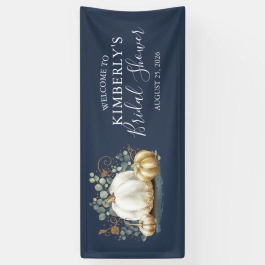 Brautparty Gold und weiße Pumpkins fallen Banner (Vertikal)