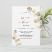 Brautparty Golden Eucalyptus Spries Luxus Einladung (Stehend Vorderseite)