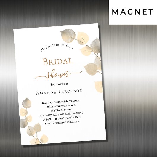 Brautparty Golden Eucalyptus Spries Luxus Magnetkarte