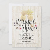 Brautparty Golden Pineapa Couple Rustikales Holz Einladung (Vorderseite)