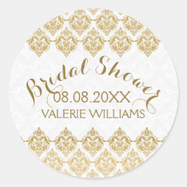 Brautparty Golden & White Floral Vintage Spitze Runder Aufkleber