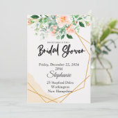 Brautparty, Goldrahmen, Tischtennisplatten, Blume Einladung (Stehend Vorderseite)