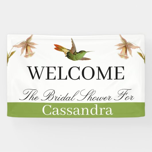 Brautparty | Green Hummingbird Wasserfarbe Banner (Horizontal)