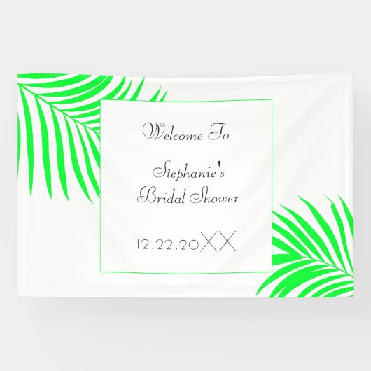 Brautparty Green Palm Tree Blätter Art Wedding Banner (Horizontal)