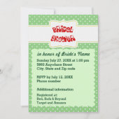 Brautparty "Green & White Polka Dots Herztext" Einladung (Vorderseite)