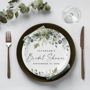 Brautparty Greenery Elegant Eucalyptus Boho Pappteller