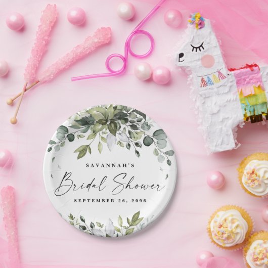 Brautparty Greenery Elegant Eucalyptus Boho Pappteller (Party)