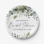 Brautparty Greenery Elegant Eucalyptus Boho Pappteller (Vorderseite)