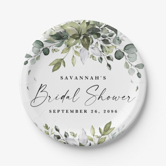 Brautparty Greenery Elegant Eucalyptus Boho Pappteller (Vorderseite)