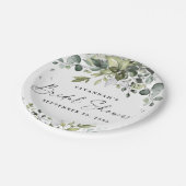 Brautparty Greenery Elegant Eucalyptus Boho Pappteller (Schrägansicht)