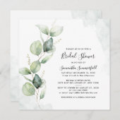 Brautparty Greenery Eucalyptus Blush Einladung (Vorne/Hinten)