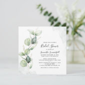 Brautparty Greenery Eucalyptus Blush Einladung (Stehend Vorderseite)