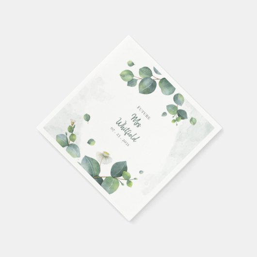 Brautparty Greenery Eucalyptus Future Frau Paper Serviette (Ecke)