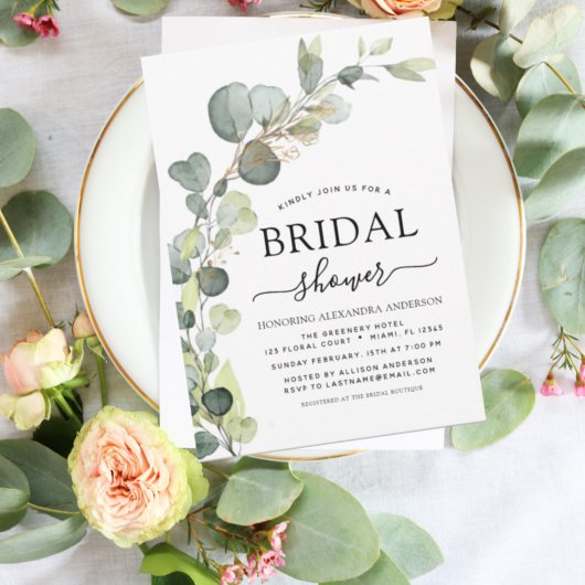 Brautparty Greenery Eucalyptus Succulent Einladung