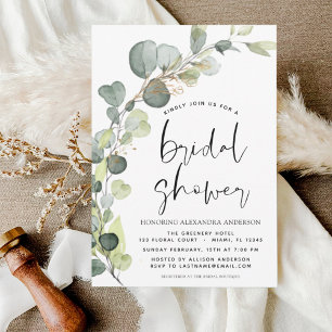Brautparty Greenery Eucalyptus Succulent Invita Einladung