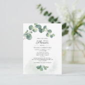 Brautparty Greenery Eucalyptus Watercolor Einladungspostkarte (Stehend Vorderseite)
