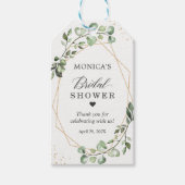 Brautparty Greenery Eukalyptus Gold Frame Geschenkanhänger (Vorderseite)