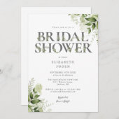 Brautparty Greenery Letter Monogram Einladung (Vorne/Hinten)