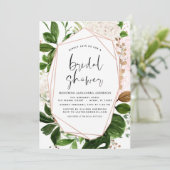 Brautparty Greenery Rose Gold Einladung (Stehend Vorderseite)