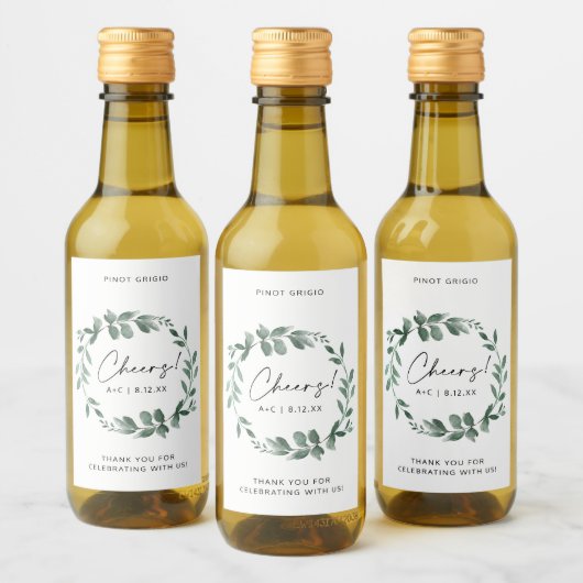 Brautparty Greenery Wreath Polterabend Weinetikett (Flaschen)