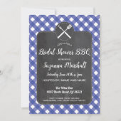 Brautparty GRILLEN Invite Blue Gingham Chalk Einladung (Vorderseite)