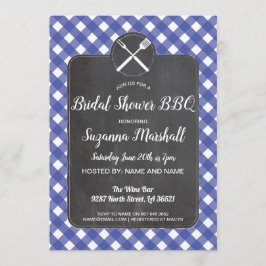 Brautparty GRILLEN Invite Blue Gingham Chalk Einladung