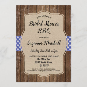 Brautparty GRILLEN Invite Gingham Burlap Einladung