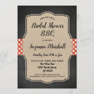 Brautparty GRILLEN Invite Red Gingham Burlap Invit Einladung