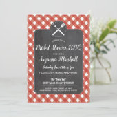 Brautparty GRILLEN Invite Red Gingham Chalk Einladung (Stehend Vorderseite)