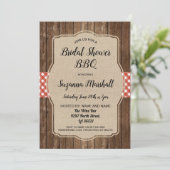 Brautparty GRILLEN laden rote Gingham-Leinwand ein Einladung (Stehend Vorderseite)