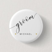 Brautparty Groom Script Einfach Modernes Goldenes Button (Vorderseite)