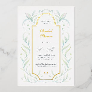 Brautparty "Grüne Blätter" Folieneinladung