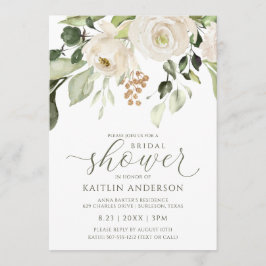 Brautparty Grüne Foliage Weiße Wasserfarbe Einladung