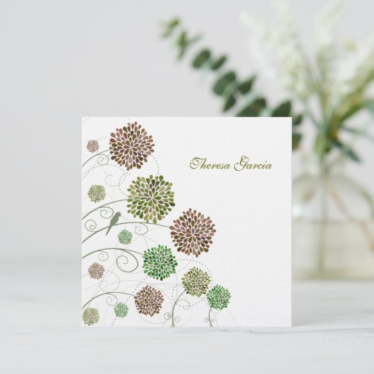 Brautparty-grüne Giebel-personalisierte Einladung (Stehend Vorderseite)