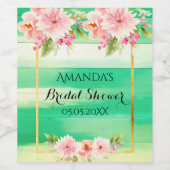 Brautparty grünes Holz Rosa Blume rustikal Weinetikett (Einzelnes Label)