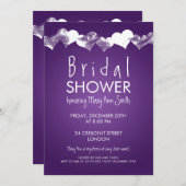 Brautparty Grunge Hearts Lila Einladung (Vorne/Hinten)