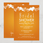 Brautparty Grunge Hearts Orange Einladung (Vorne/Hinten)