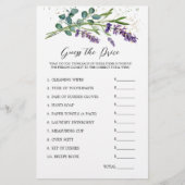Brautparty Guess Price Game Lavender Eukalyptus Briefpapier (Vorderseite)