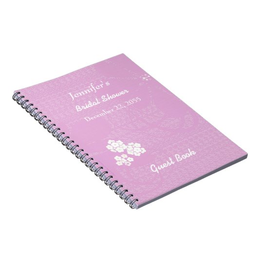 Brautparty Guest Book Pink White Floral Spirale Notizblock (Rechte Seite)