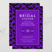 Brautparty | Halloween Lila Bat Pattern Einladung (Vorne/Hinten)