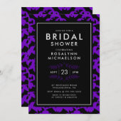 Brautparty | Halloween Lila Bat Pattern Einladung (Vorne/Hinten)