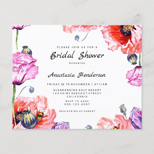 Brautparty Haushalt/Mohn Blume. Flyer (Vorne)