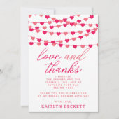 Brautparty "Hearts" für String-Liebe ändern Dankeskarte (Vorderseite)