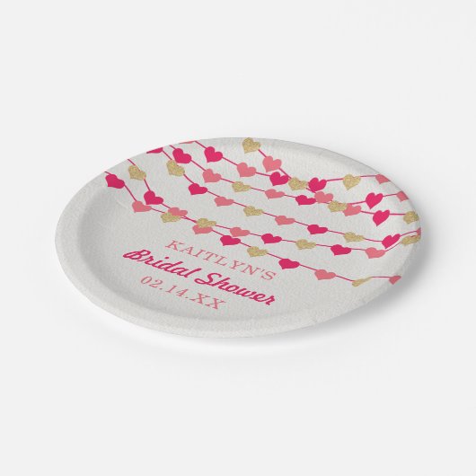 Brautparty "Hearts" für String-Liebe ändern Pappteller (Schrägansicht)