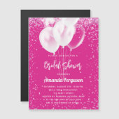 Brautparty heiß rosa, weiße Ballons Luxus Magneteinladung (Vorne/Hinten)