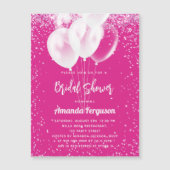 Brautparty heiß rosa, weiße Ballons Luxus Magneteinladung (Vorderseite)