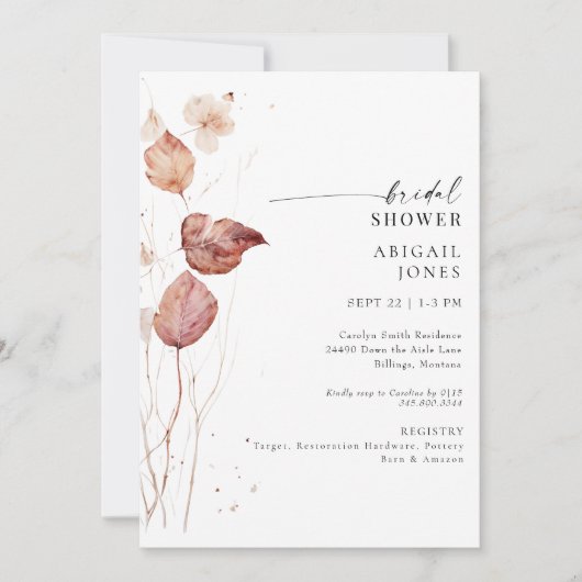 Brautparty Herbst Einladung (Vorderseite)