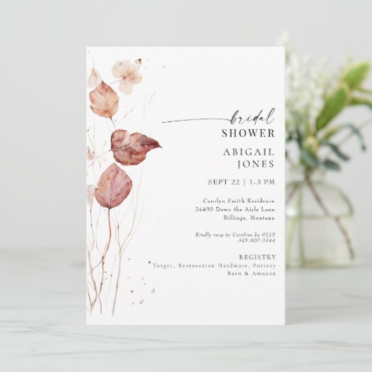 Brautparty Herbst Einladung (Stehend Vorderseite)